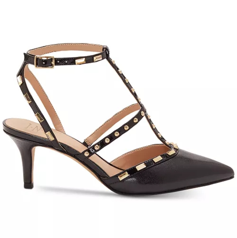 Carma Pointed Toe Studded Kitten Heel